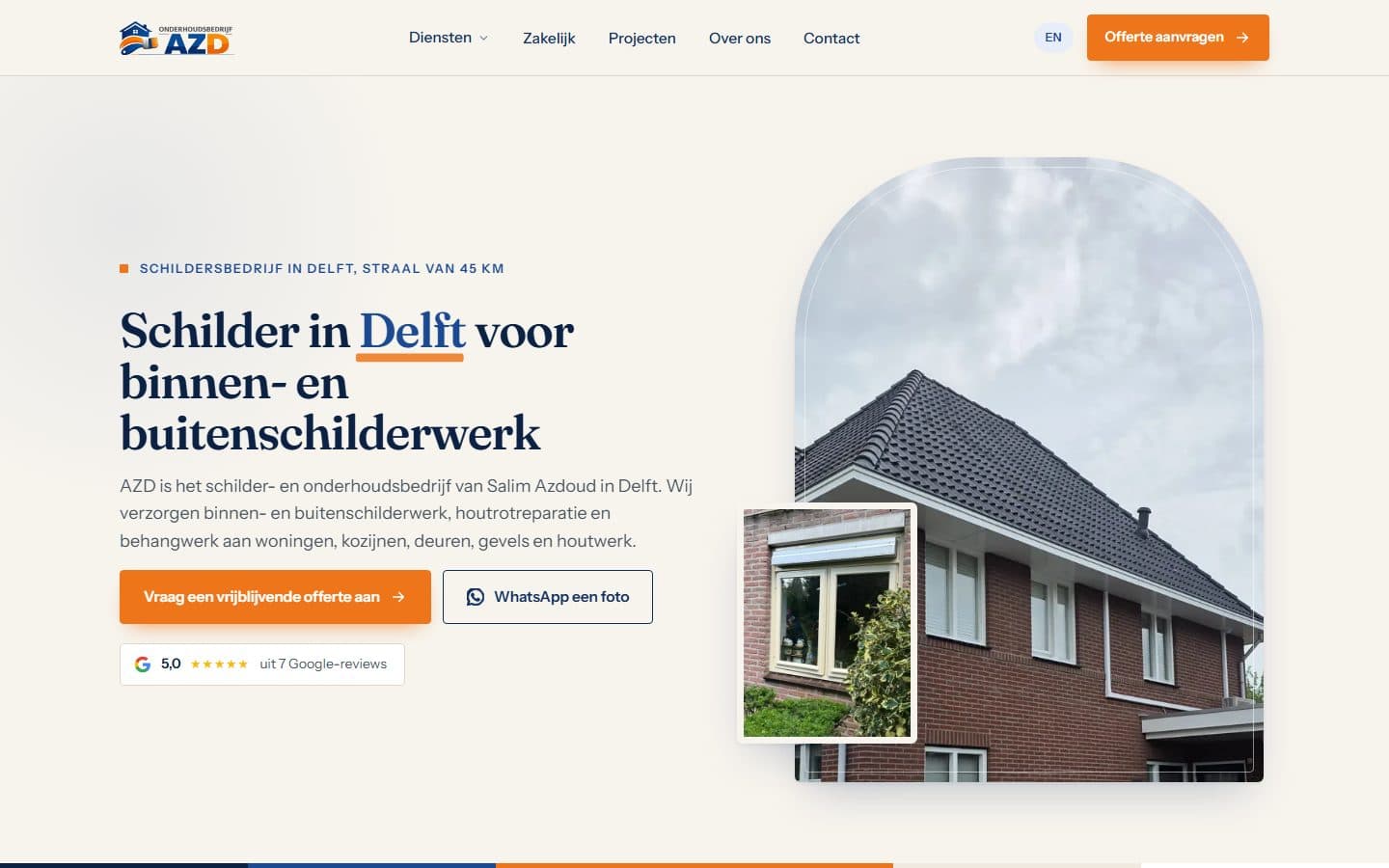 Sitio web de Onderhoudsbedrijf AZD, hecho por YAST Digital