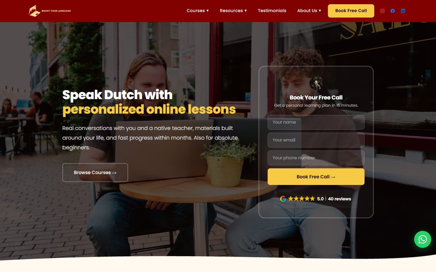 Sitio web de Boost Your Language, hecho por YAST Digital