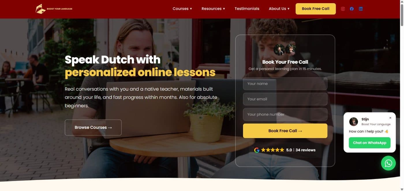 Sitio web de Boost Your Language, hecho por YAST Digital