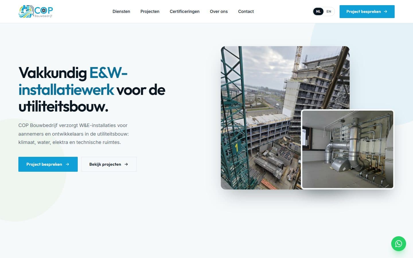 Sitio web de COP Bouwbedrijf, hecho por YAST Digital