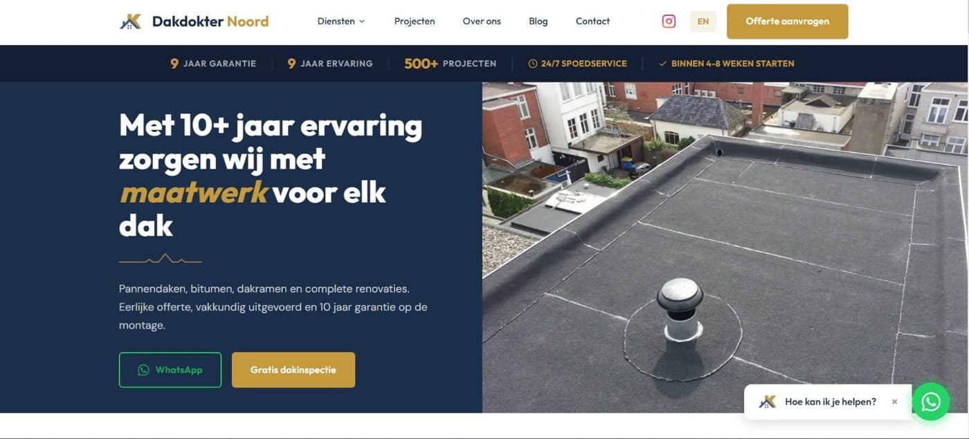 Sitio web de Dakdokter Noord, hecho por YAST Digital