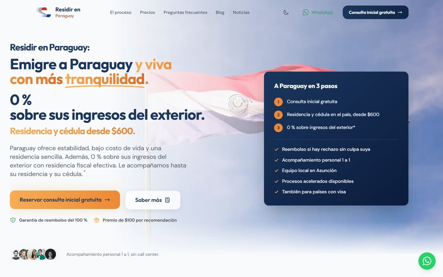 Sitio web de Residir en Paraguay, hecho por YAST Digital