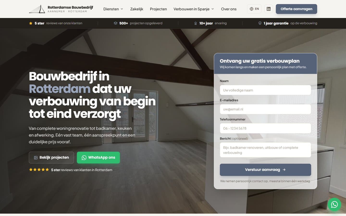 Sitio web de Rotterdams Bouwbedrijf, hecho por YAST Digital