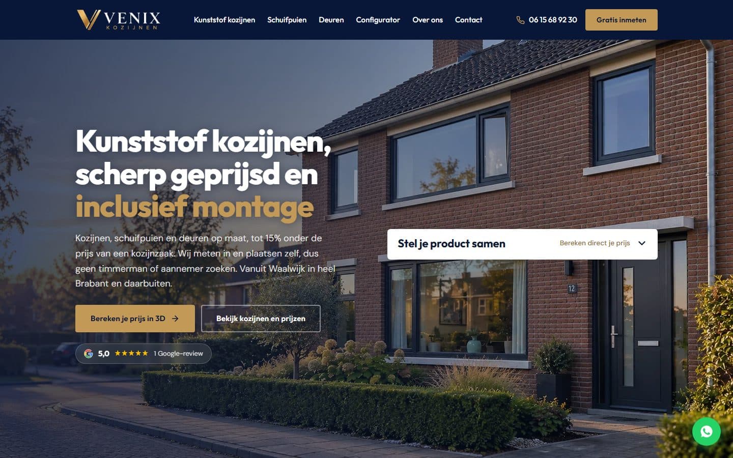Sitio web de Venix Kozijnen, hecho por YAST Digital