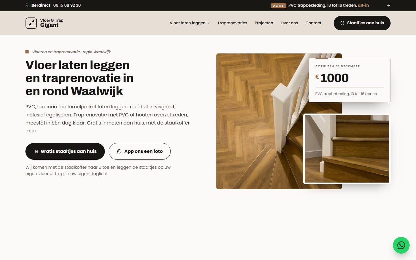 Sitio web de Vloer & Trap Gigant, hecho por YAST Digital